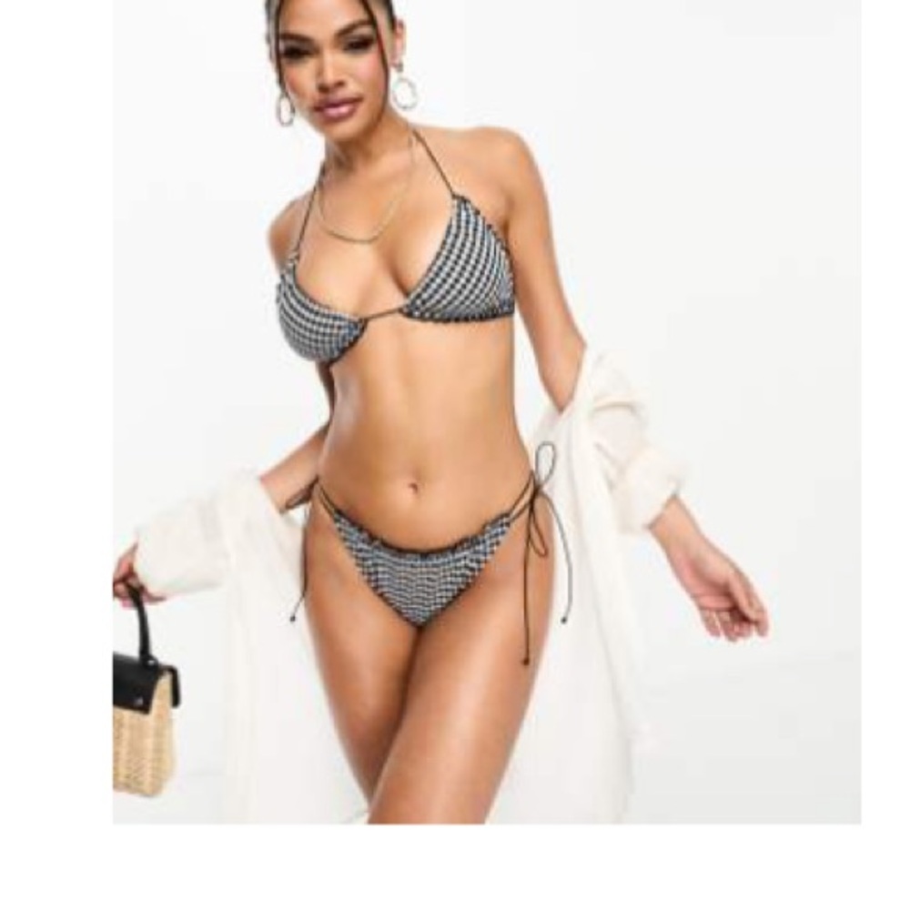 ASOS DESIGN Mono Gingham bikini bottom